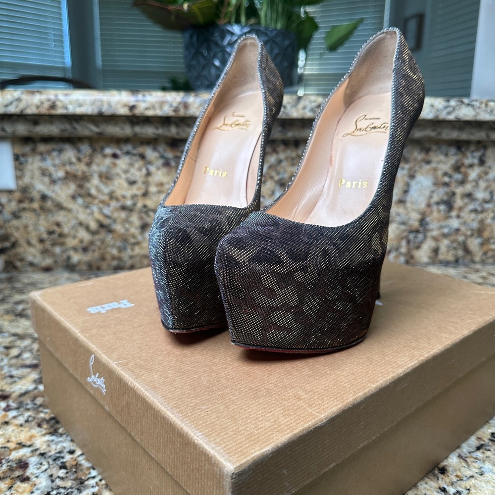Christian Louboutin Metallic Leopard Platform Heels